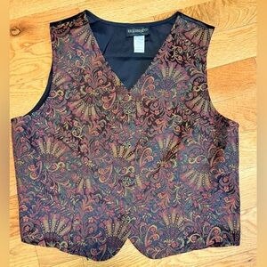 Vintage Requirements Red and Gold Patterned Vest Women’s Size L Made in USA